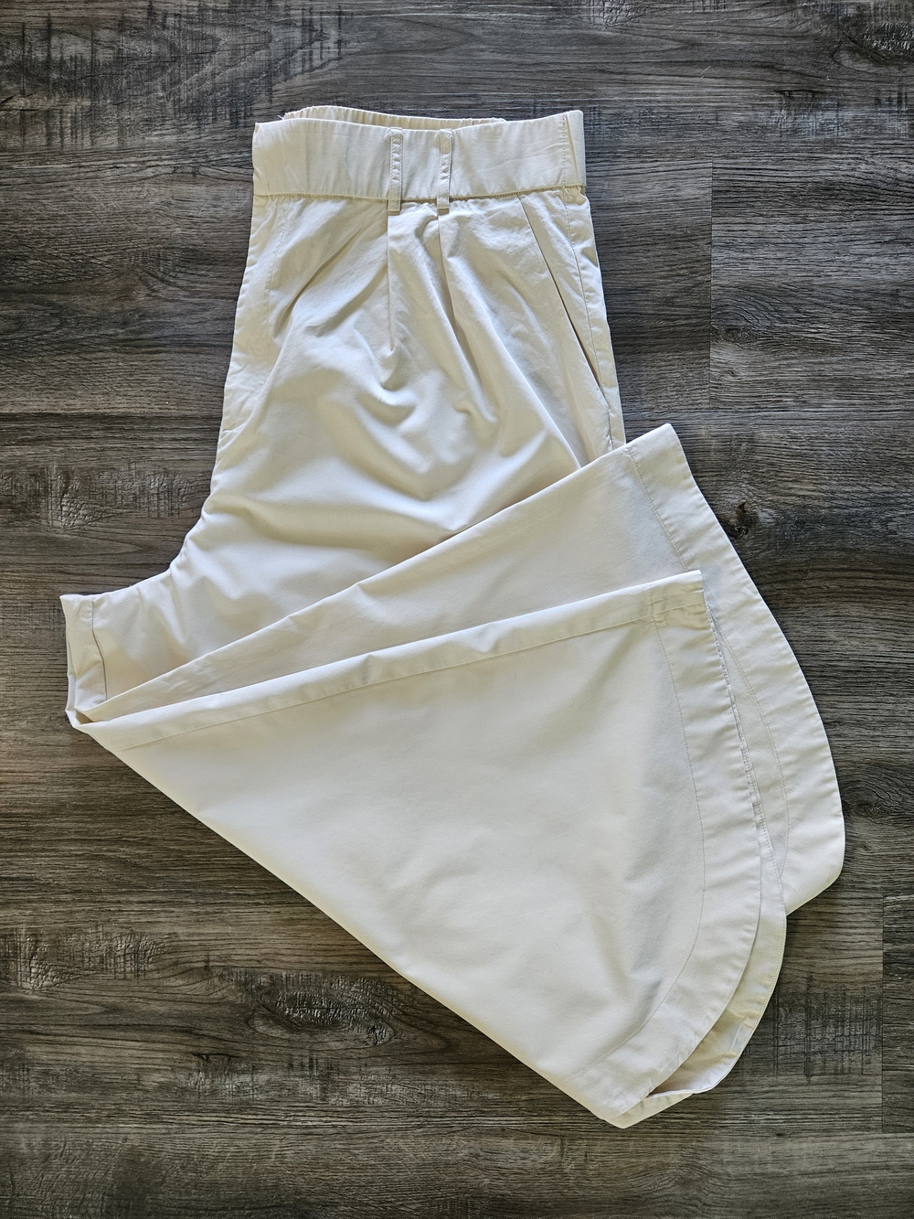 Anthropologie X Mare Mare Curved Hem Wide Leg Beige/Sand Chino Pants
